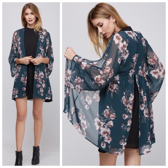 Kala Vella Sweaters - New Sheer Floral Kimono